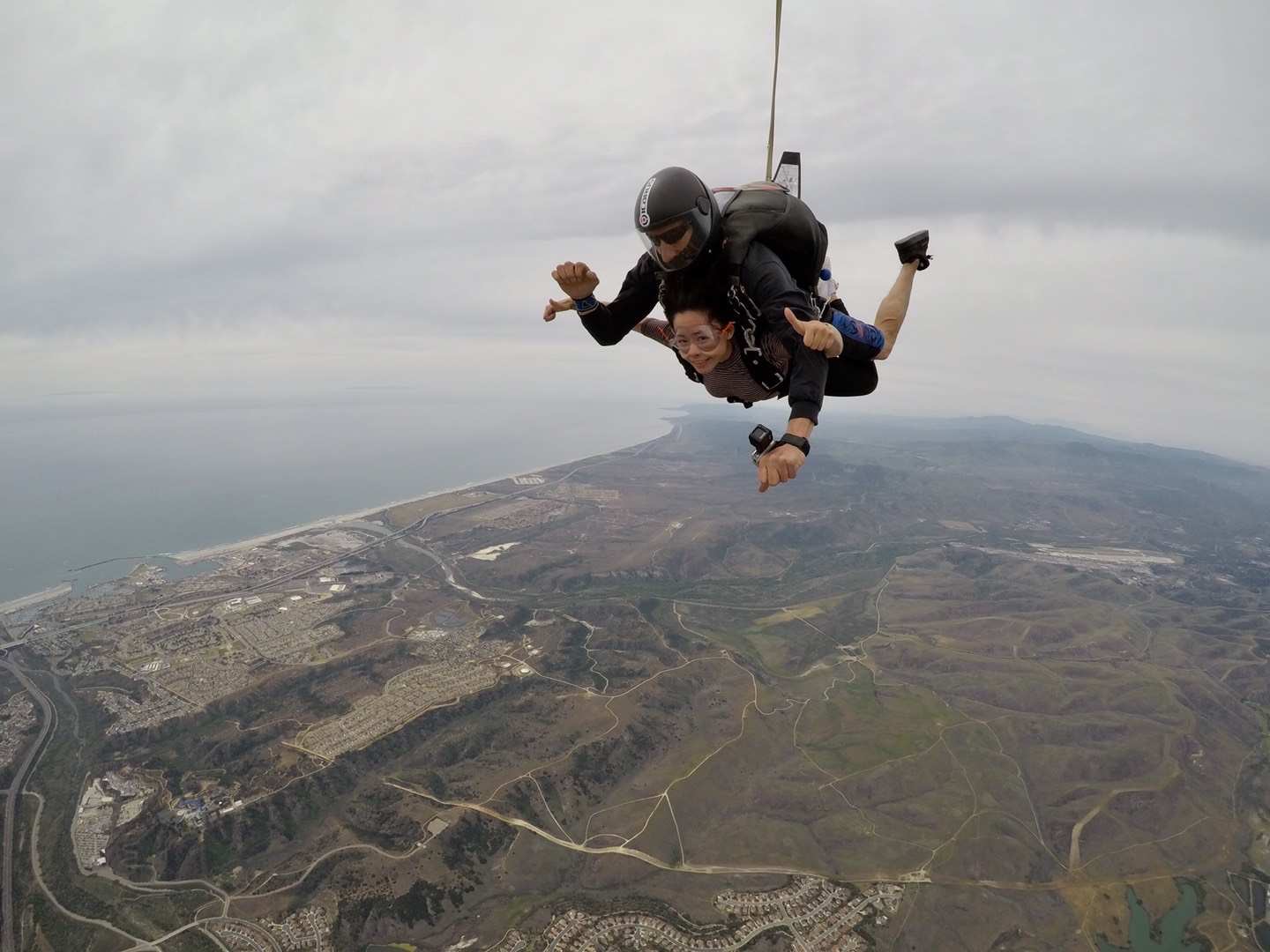 Me skydiving over the Pacific Ocean view at San Diego in 2018